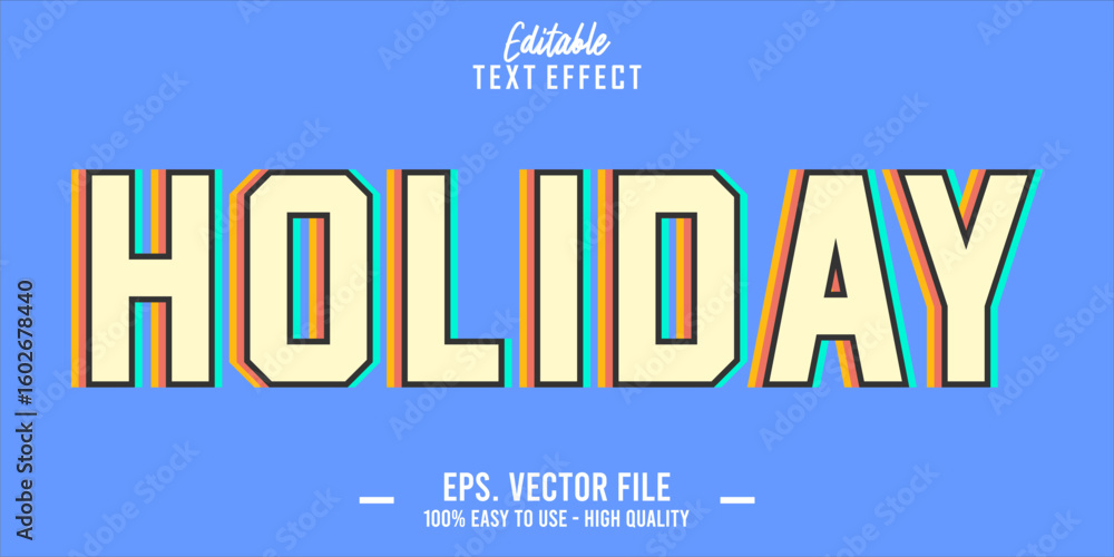 Fototapete editable text style effect, holiday text in cool vector style