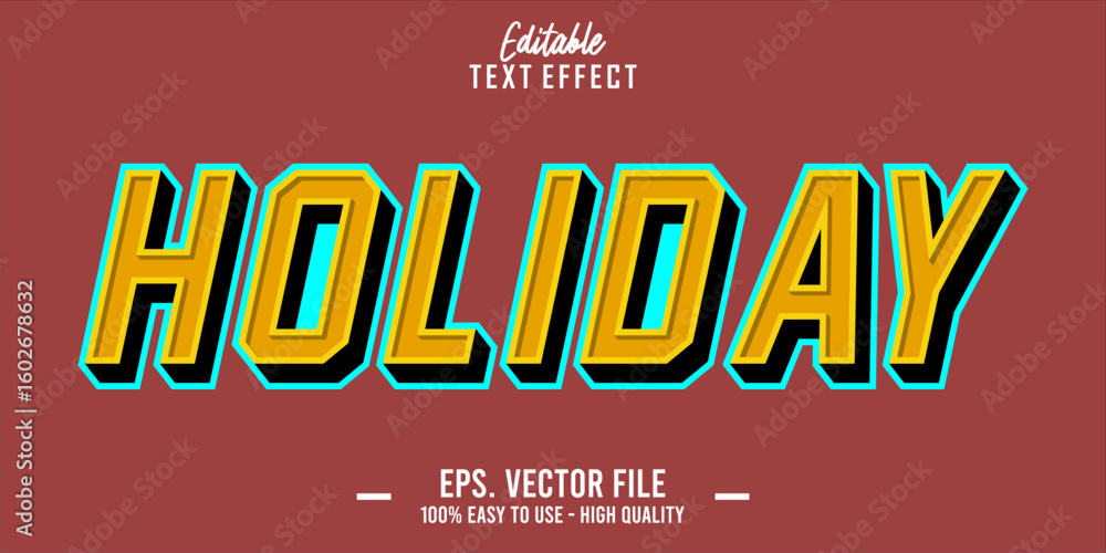 Poster editable text style effect, holiday text in cool vector style