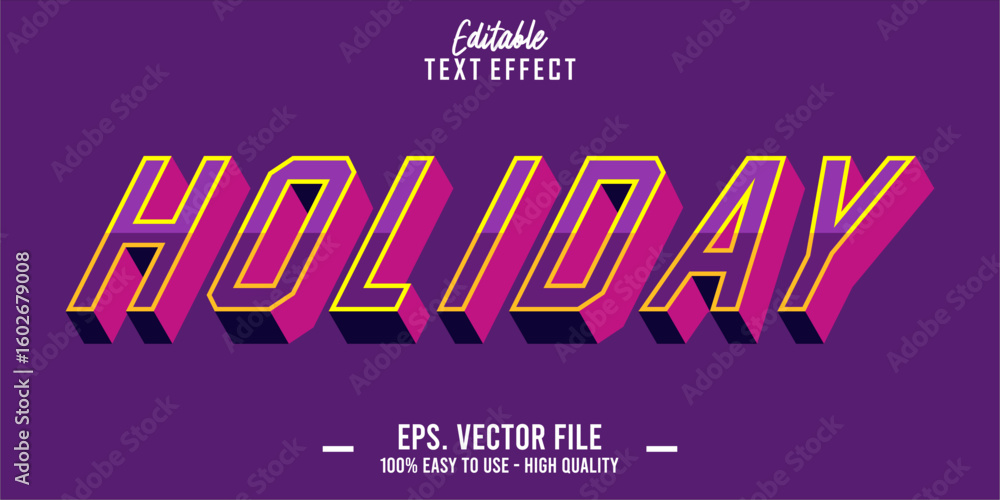 Poster editable text style effect, holiday text in cool vector style