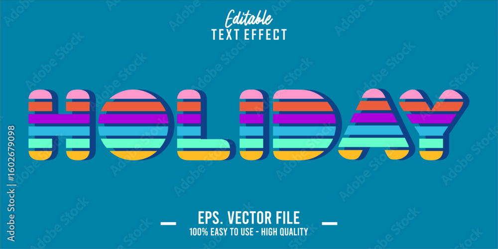 Poster editable text style effect, holiday text in cool vector style