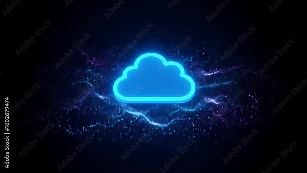Poster glowing cloud forming with energetic particles abstract background animation