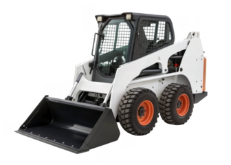 Skid Steer Loader isolated on a transparent background.	