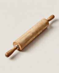 Fototapeta premium wooden rolling pin, minimalist kitchen product photo, white backdrop
