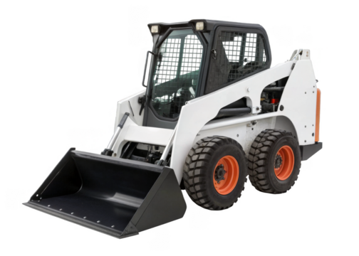 Skid Steer Loader isolated on a transparent background.	