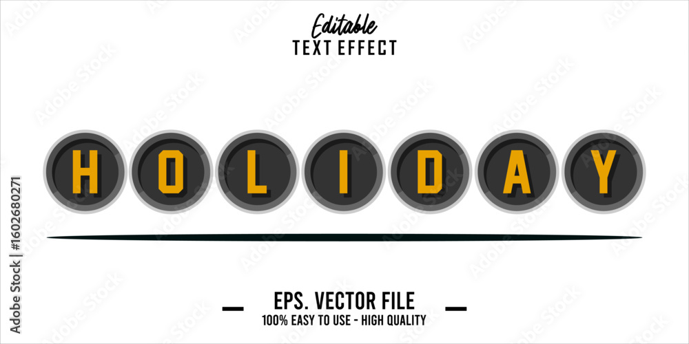 Poster editable text style effect, holiday text in cool vector style