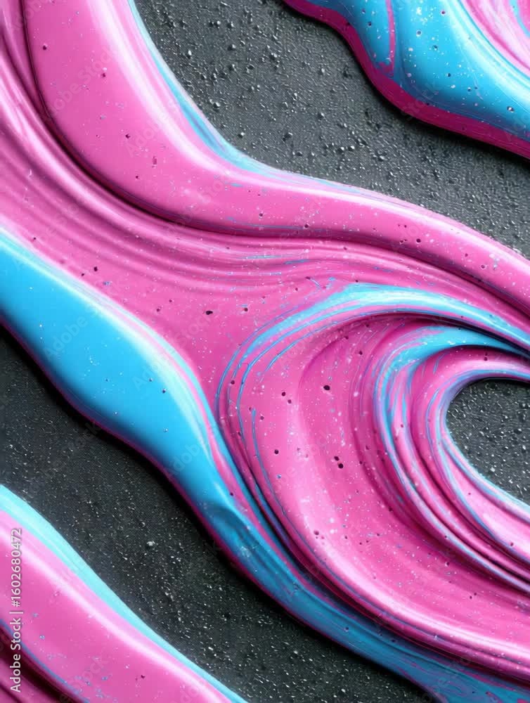 Poster abstract colorful paint swirl with pink and blue texture black surface creating vibrant dynamic abst