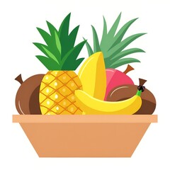 Fresh pineapples mangoes bananas vector