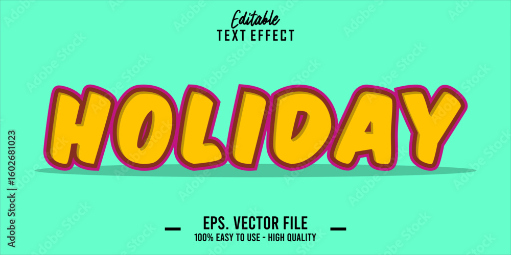 Fototapete editable text style effect, holiday text in cool vector style