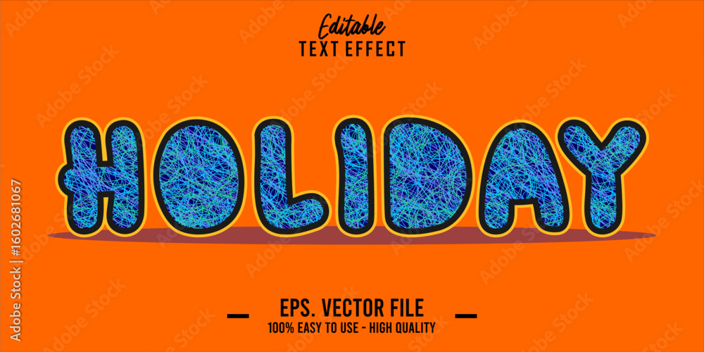 Poster editable text style effect, holiday text in cool vector style