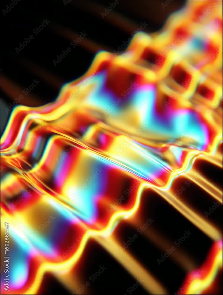 Poster colorful abstract light waves glowing neon edges create vibrant dynamic visual pattern full energy m