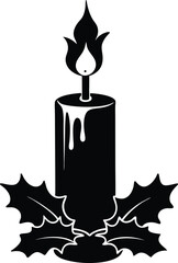 Christmas candle silhouette vector graphic design