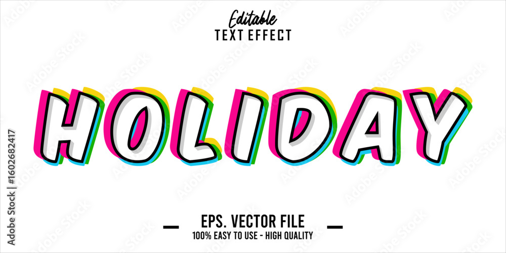 Fototapete editable text style effect, holiday text in cool vector style
