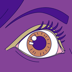 Artistic close-up of an eyeball with intricate details, vibrant colors, expressive design