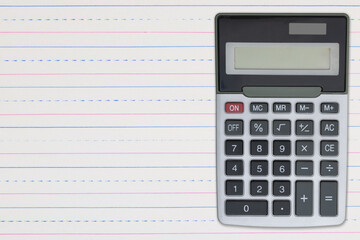 Calculator with ruled loose leaf paper