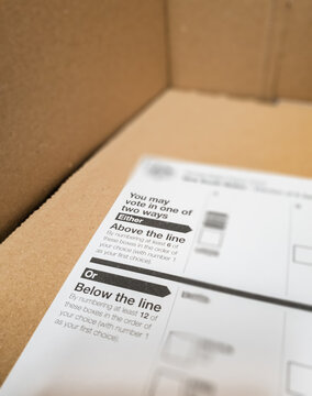 Voting ballot paper at polling station for election