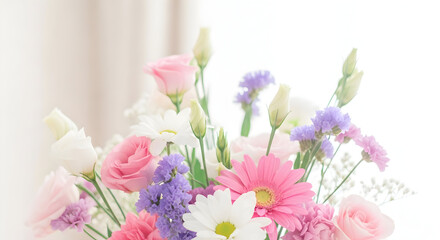 Obraz premium Beautiful flower bouquet with a mix of colorful flowers arranged in a vase, symbolizing the beauty and diversity of nature�s floral creations.