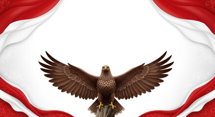 3D Artistic Indonesian Independence Day Greeting Card with National Flag Colors and Cultural Patterns