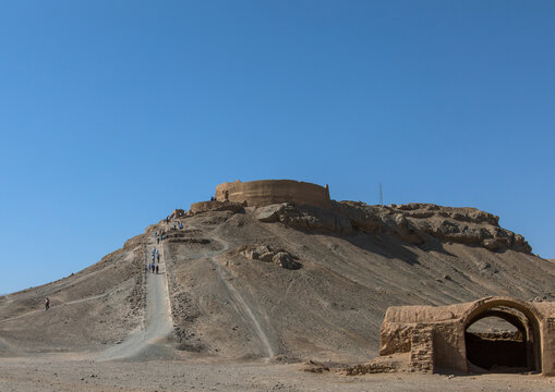 Tower of silence where zoroastrians brought deads and vultures would consume the corpses, Yazd Province, Yazd, Iran