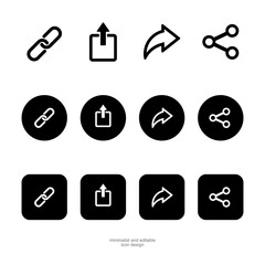 Link and Share Icon Set, Line and Solid Style on transparent background