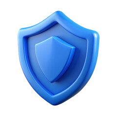 Blue Shield Security Icon – Isolated on White Background