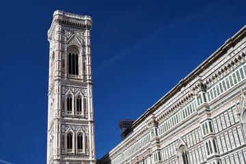 medieval bell tower of the Cathedral of Santa Maria del Fiore in the city of Florence
