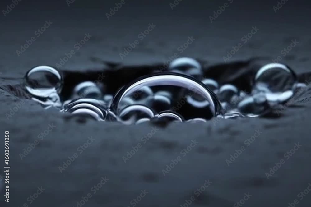 Aufkleber abstract water droplets in a macro photography study, creating a world of reflection and transparenc