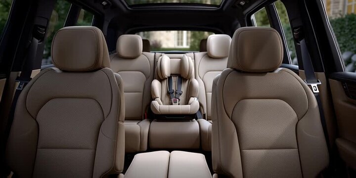 Child Car Seat in Luxury Vehicle Interior with Isofix System