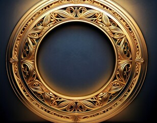 golden decorative frame a detailed close up captures the intricate design of a beautiful gold frame with a circular opening exuding elegance and luxury