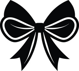 Classic black christmas bow silhouette vector graphic