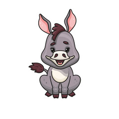 Cute Donkey Front-Facing Vector Illustration