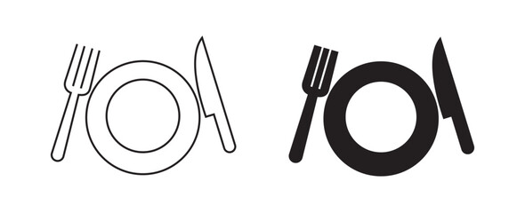 Plate, Fork, and Knife Icon - Dining & Restaurant Symbol