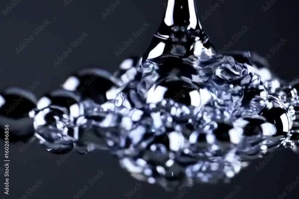 Poster liquid mercury close-up, creating a mesmerizing abstract composition. the shiny surface reflects lig