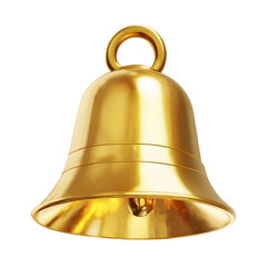 a shiny golden bell on transparent background