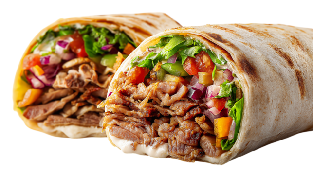 Delicious Shawarma Wraps with Fresh Vegetables and Meat