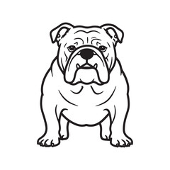 Obraz premium Simple black and white bulldog dog vector design with red green blue yellow cyan magenta accents