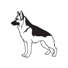 Simple black and white german shepherd dog vector illustration for graphic design projects
