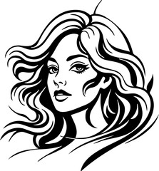 Abstract vector illustration of a beautiful girl's face, isolated on white