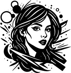 Abstract vector illustration of a beautiful girl's face, isolated on white