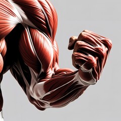 a highly detailed and well-defined illustration of human arm muscles, focusing on the upper arm and shoulder