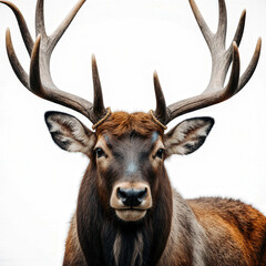 Majestic Elk: A striking portrait of an elk, its impressive antlers and serene gaze conveying the grandeur of nature.