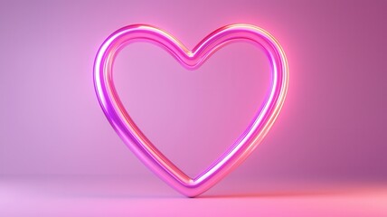 Glowing neon heart themed pink and purple hues, radiating romantic energy against pastel background, ideal for love in designs
