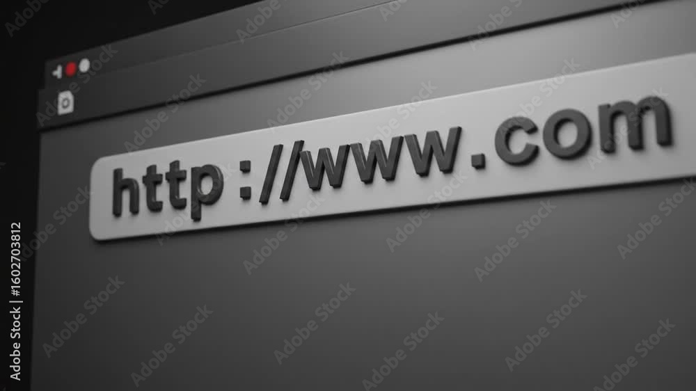 Poster typing http address with cursor in browser computer technology concept
