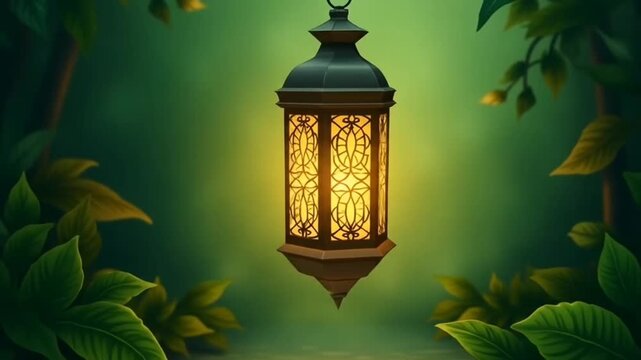 Hari Raya Aidilfitri - pelita oil lamp with green geometric ketupat Selamat Hari Raya Aidilfitri greeting template with abstract pelita oil lamp and green geometrical ketupat texture background. ... S