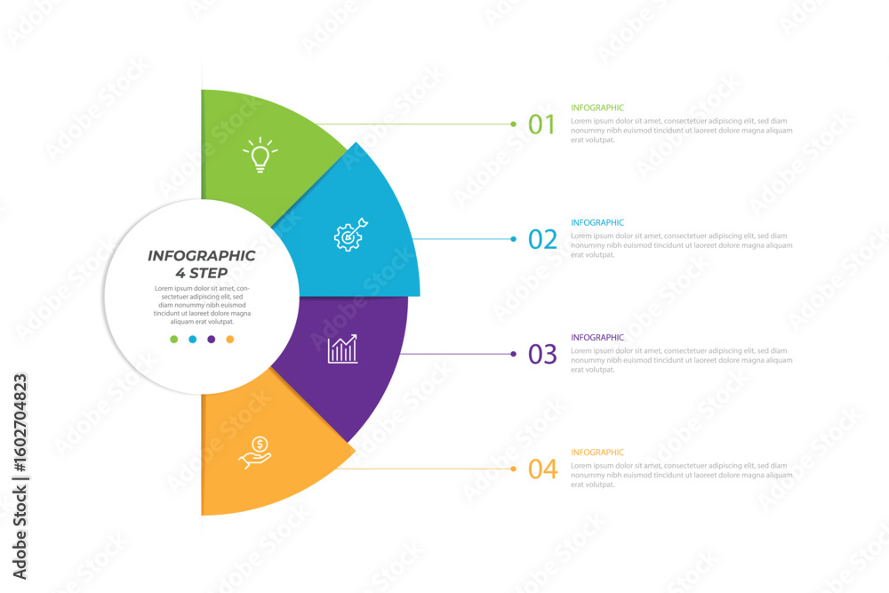 Poster vector infographic label design with circle infographic template design and 4-5-6 options or steps. 