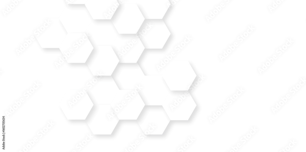 Poster abstract white background with hexagon and hexagonal background. luxury white pattern with hexagons.