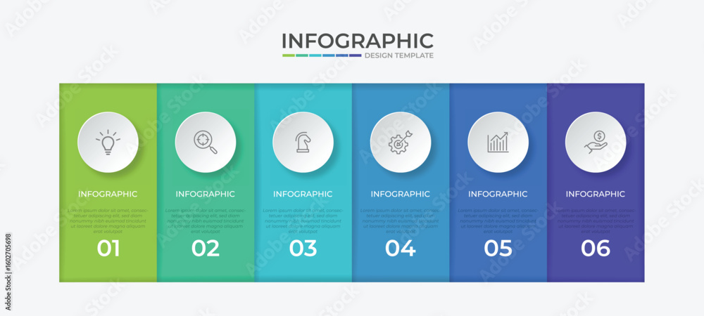Poster vector infographic label design template with icons and 6 options or steps. can be used for process 