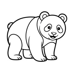 A black and white panda illustration vector style coloring page