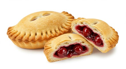 Golden brown baked cherry hand pies with flaky crust and juicy filling