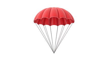 Obraz premium A 3D rendering of a bright red parachute floating against a pure white background.