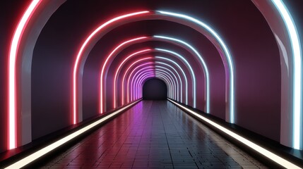 Obraz premium Neon tunnel archway